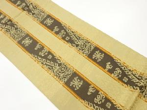 手織り紬縞に抽象模様織出し袋帯